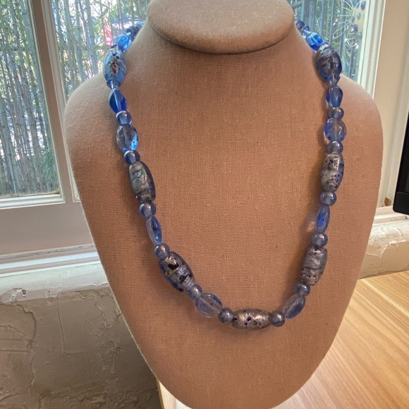 Jewelry - Beautiful blue fused glass necklace with magnetic clasp